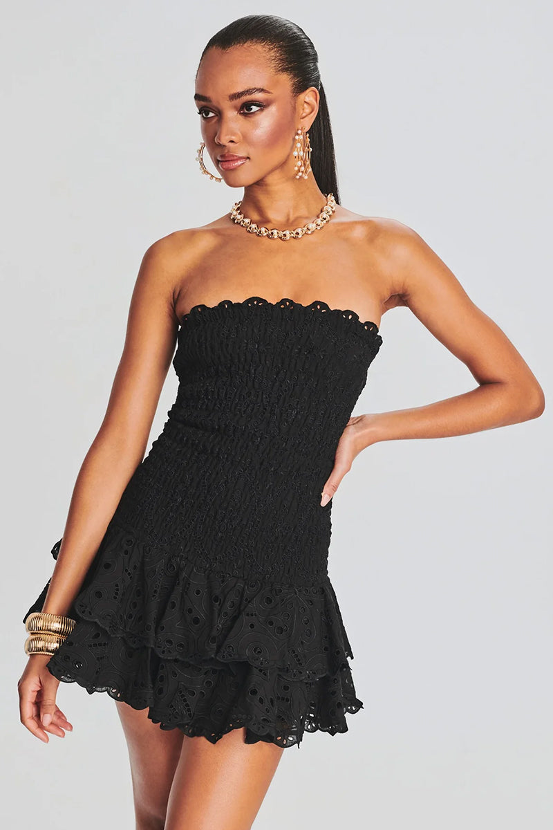 FAZILAH | Eyelet Strapless Mini Dress