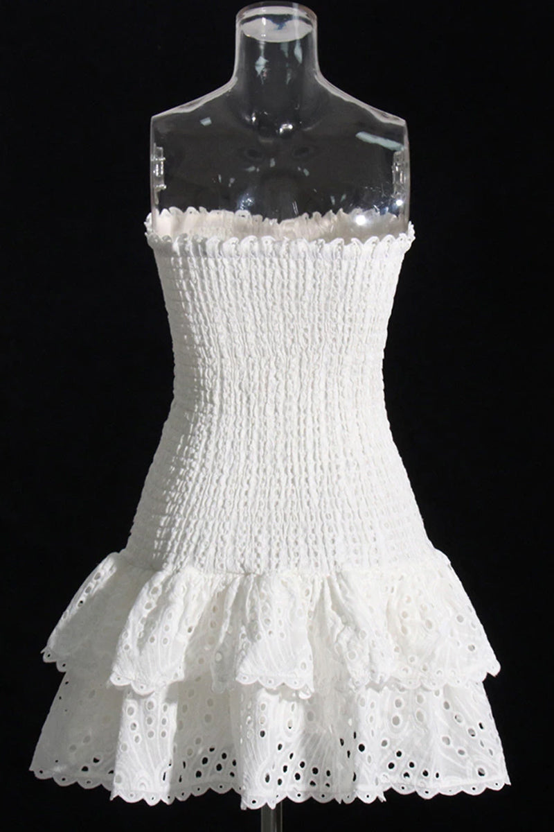 FAZILAH | Eyelet Strapless Mini Dress