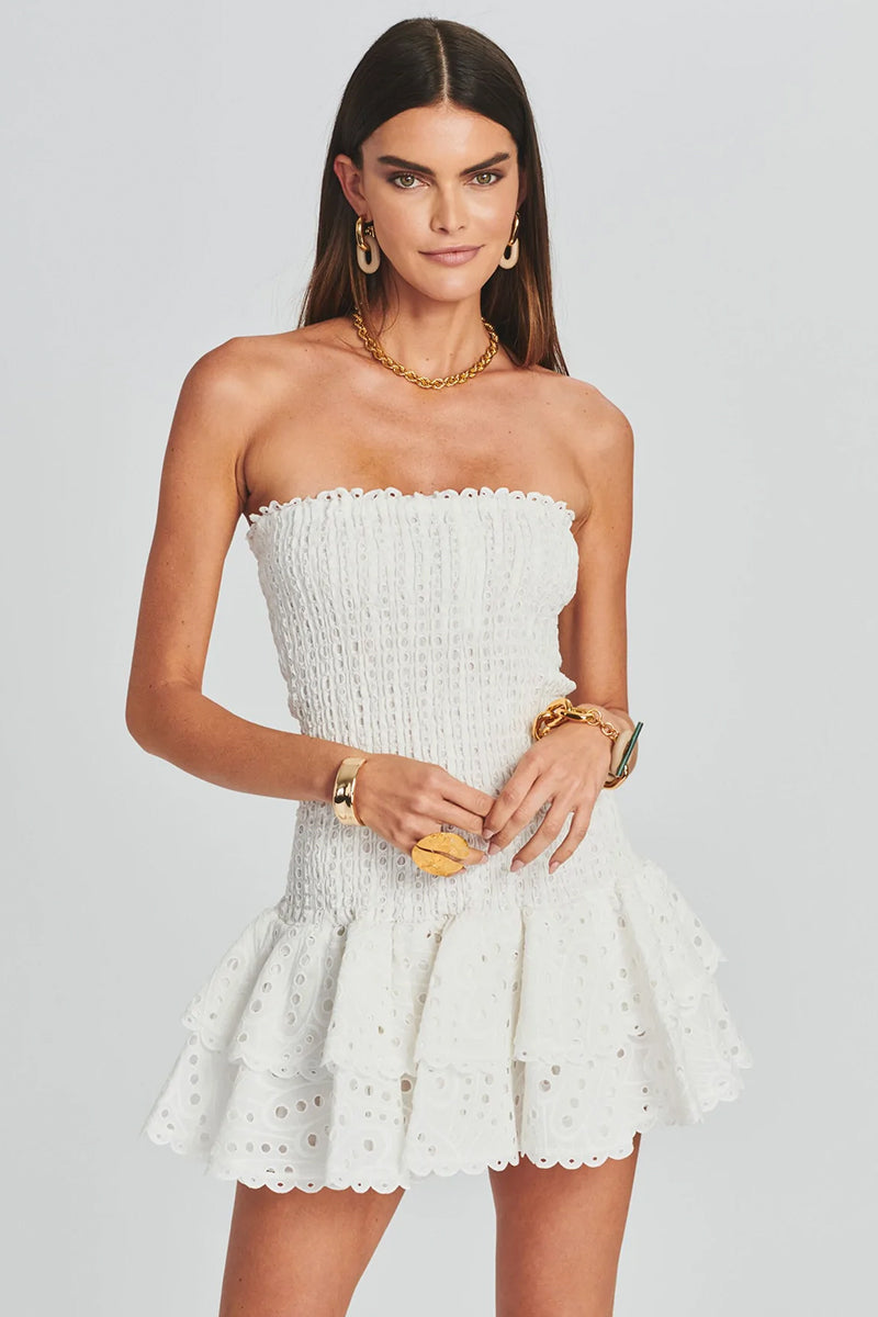 FAZILAH | Eyelet Strapless Mini Dress