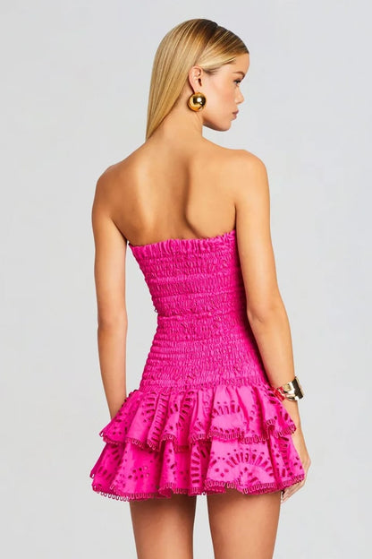 FAZILAH | Eyelet Strapless Mini Dress