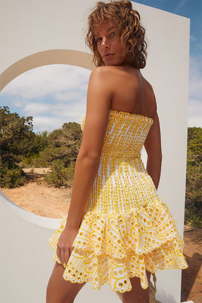 FAZILAH | Eyelet Strapless Mini Dress