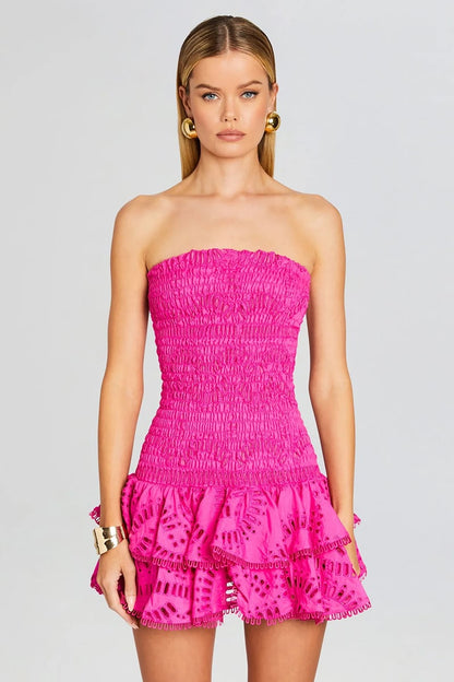 FAZILAH | Eyelet Strapless Mini Dress