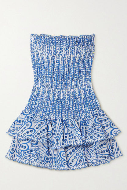 FAZILAH | Eyelet Strapless Mini Dress