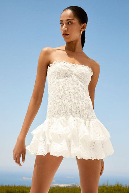 FAZILAH | Eyelet Strapless Mini Dress